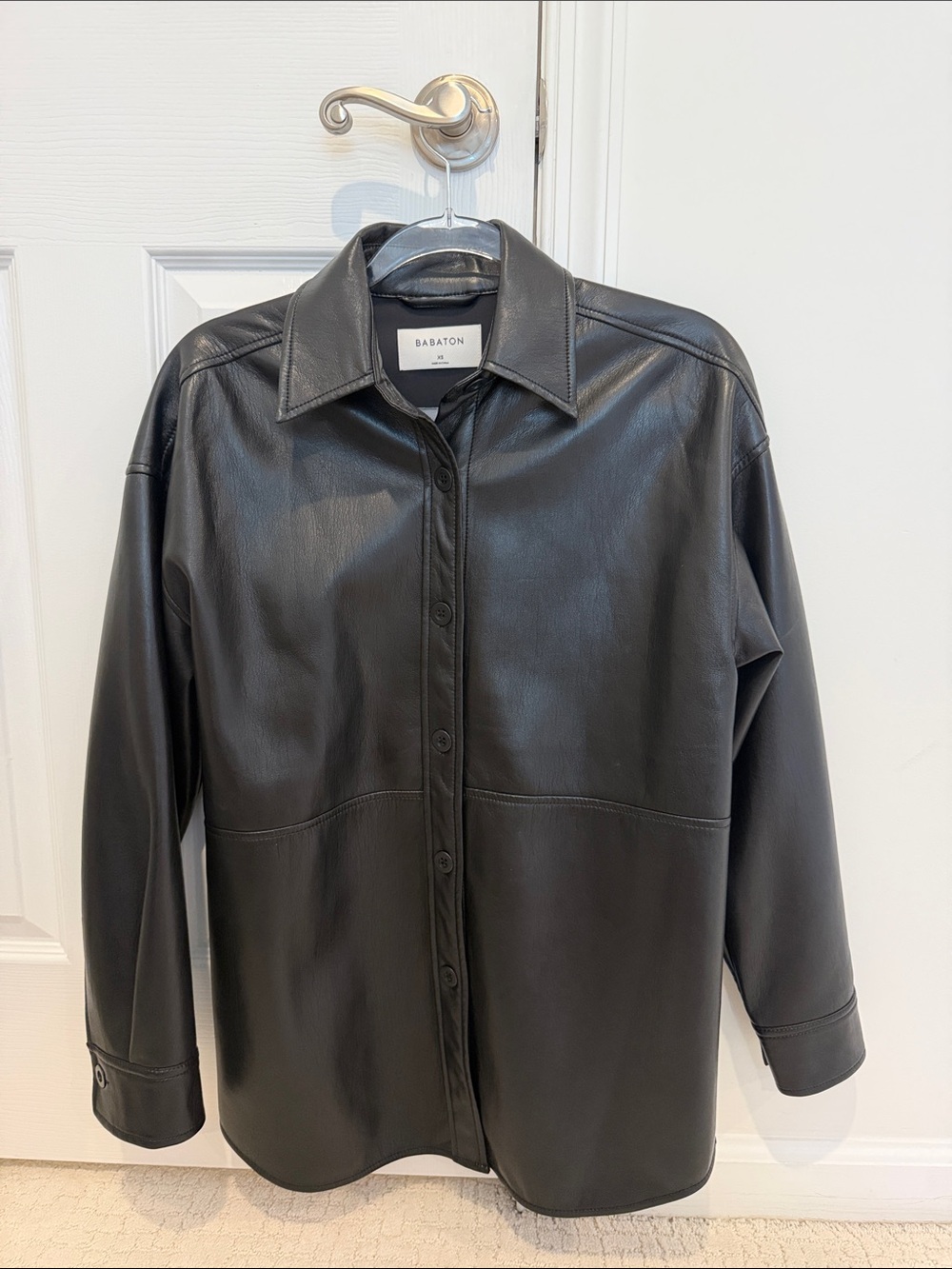 Aritzia BABATON Black Leather Button-Up Jacket
